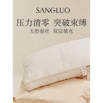 SANGLUO桑蠶絲護頸枕芯親膚潔凈柔軟高回彈單個舒眠安睡枕頭內膽
