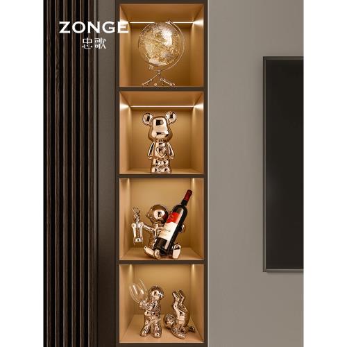 紅酒架擺件電視柜酒柜裝飾品創意高檔陶瓷輕奢家居客廳宇航員擺設