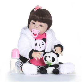 NPKCOLLECTION新款可愛熊貓寶寶全矽膠可入水洗澡玩具