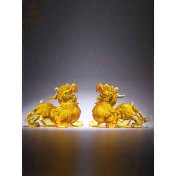 琉璃工藝品貔貅擺件一對招財客廳玄關辦公室桌店鋪裝飾品開業禮品