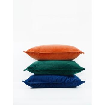『VELVET』現代真絲絨藍色橙色墨綠色抱枕輕奢沙發靠墊樣板間奢華