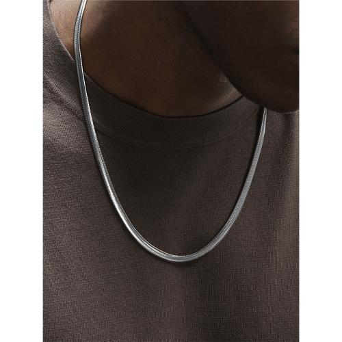 GRGR S925純銀電鍍白金蛇骨鏈項鏈男嘻哈潮流粗款銀鎖骨鏈女同款