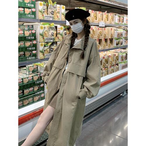 學院風卡其色工裝風衣外套女2026春季新款今年流行寬松中長款大衣