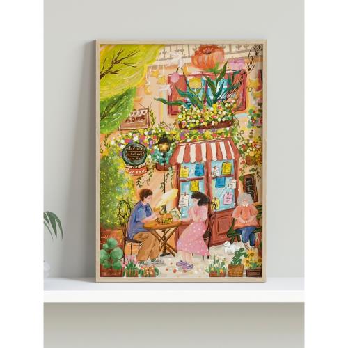 拼圖1000片插畫ins風春季花店卡通貓成人潮玩具益智解悶情侶禮物