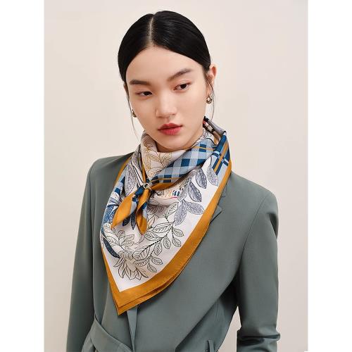 萬事利春夏新品100%桑蠶絲真絲絲巾女雙面印花大方巾那時花開