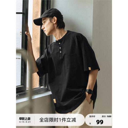 714street休閑亨利領日系短袖