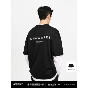 Unawares雙面撞色長袖上衣假兩件
