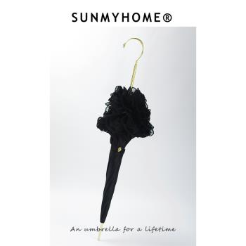 SUNMYHOME®黑色蕾絲邊lolita復古雙層晴雨傘防曬宮廷輕奢公主洋傘