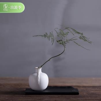 萬仟堂陶瓷創意案頭家用帶盤花插