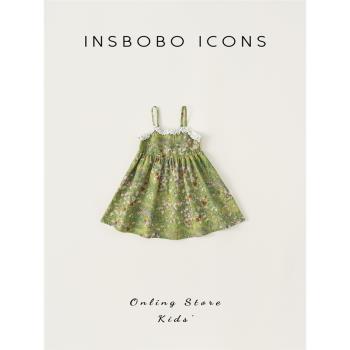 INSbobo女童夏裝滿印洋氣連衣裙