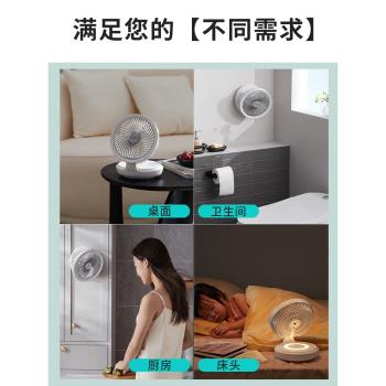 edon愛登懸浮空氣循環扇廁所壁掛充電小風扇宿舍桌面帶夜燈折疊扇