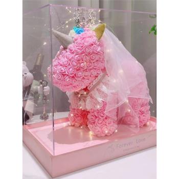 獨角獸禮盒裝女孩畢業玫瑰花熊