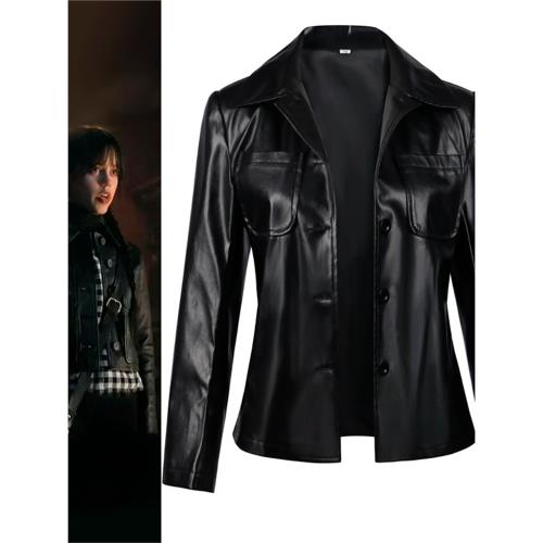 新款亞當斯一家cos服皮衣外套萬圣節星期三黑色連衣裙cosplay服裝