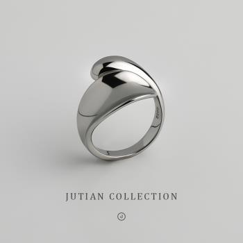JUTIAN女純銀水滴光面個性戒指
