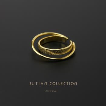 JUTIAN圈圈磨砂純銀女個性戒指