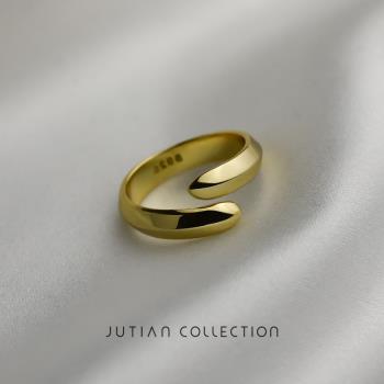 JUTIAN純銀女個性簡約光面戒指