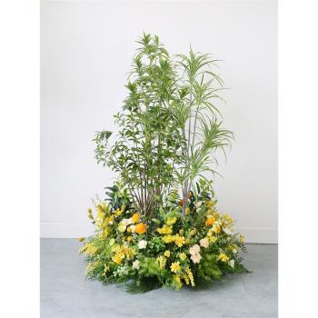 大型模擬綠植造景花叢軟裝盆栽假樹酒店展廳櫥窗角落地面仿生園景