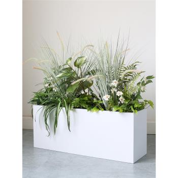 仿真植物屏風花箱植物插花餐廳隔斷柵欄蘆葦草造景組合室內花卉