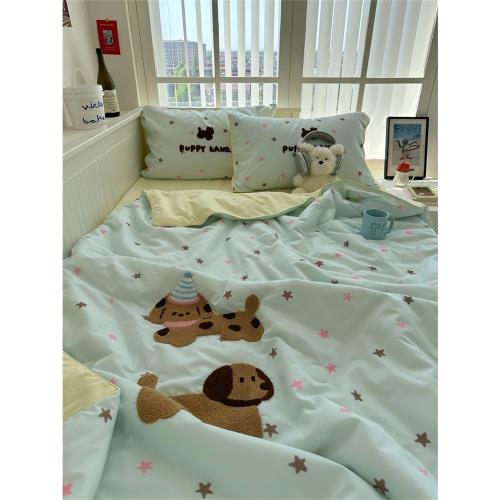 梨夢 美拉德狗狗 可愛夏涼被四件套夏季薄被子單雙人夏被空調被芯