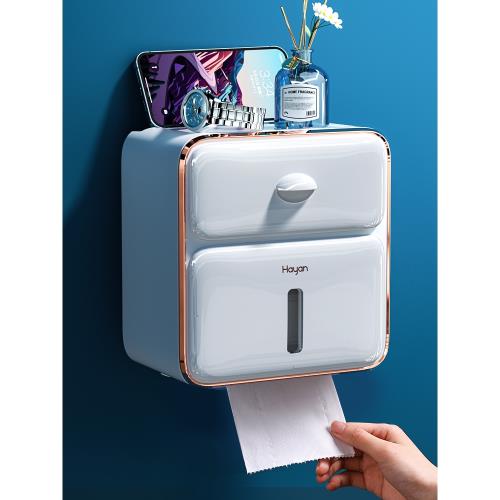 衛生間廁紙盒高端免打孔防水衛生紙置物2025新款抽紙盒廁所紙巾盒