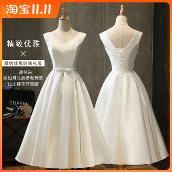 中長款旅拍緞面影樓名媛晚禮服