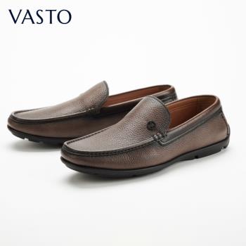 VASTO/華斯度男士新款日常商務單鞋咖啡色低跟淺口休閑真皮皮鞋
