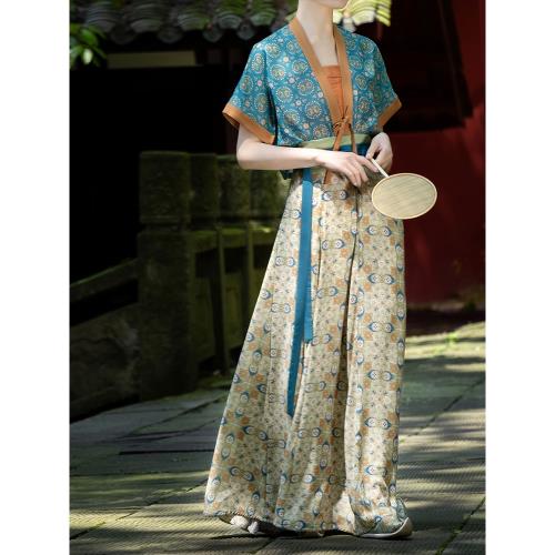 裳宮語關山月唐制漢服復原風改良國風吊帶唐背子破裙日常通勤夏