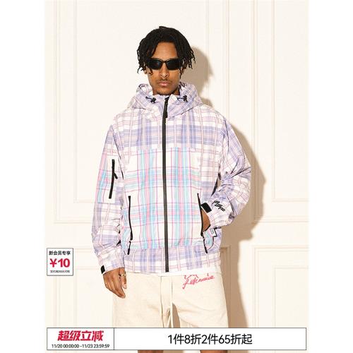 EMPTY REFERENCE美式復古原創格紋分割沖鋒衣外套小眾設計師品牌