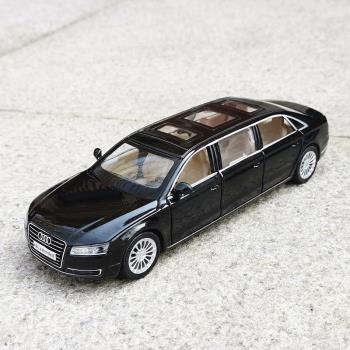 正版1:32奧迪A8加長版合金玩具車聲光回力模擬兒童金屬車模型擺件