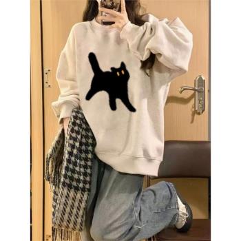 衛衣貓咪薄款寬松休閑百搭卡通