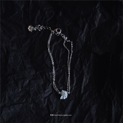 梵樹For handmade-《布達佩斯》925銀 基本雙鏈藍色海螺手鏈