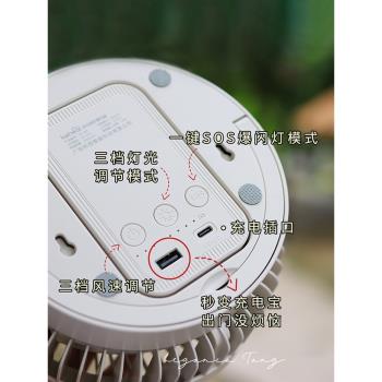 keheal科西電風扇家用靜音折疊落地無線便攜充電款戶外露營帶燈
