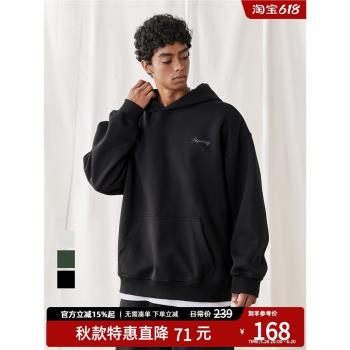 bdpowerup新款連帽針織春季上衣簡約美式印花運動衛衣男寬松