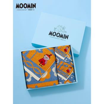 夕才兒美術館姆明MOOMIN純棉高檔毛巾浴巾禮盒三件套節日送人禮品