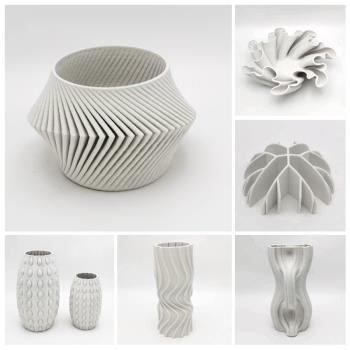 簡約現代3D列印陶瓷花器樣板房客廳乾花插花餐桌裝飾品擺件WY