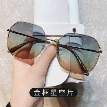 金屬墨鏡女高級感潮ins大臉顯瘦80640防紫外線眼鏡偏光太陽鏡