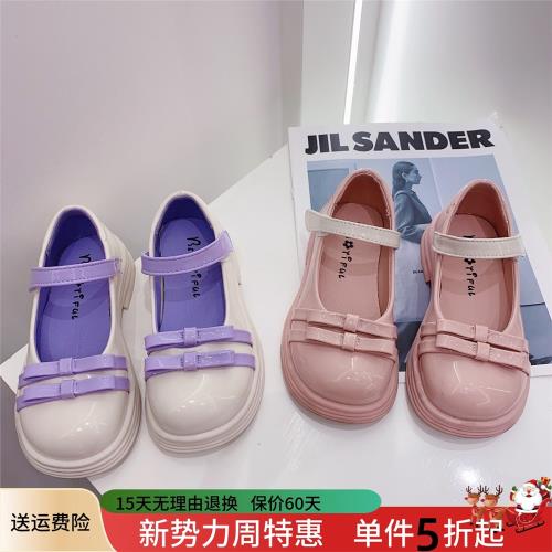 女童秋季單款超纖皮鞋魔術貼洋氣時髦公主鞋子韓版橡膠軟底學院風