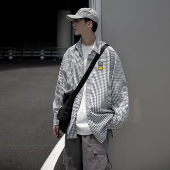 格子襯衫男高級感痞帥小香風上衣日系復古cityboy外套長袖襯衣秋