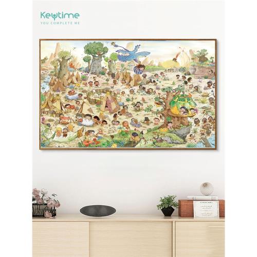 KeyTime拼圖1000片瘋狂原始人拼圖禮物成人版情侶玩具藍卡一千片