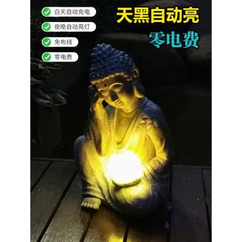戶外復古蓮花佛像花園茶室禪意庭院佈置玄關裝飾陽臺園藝造景擺件