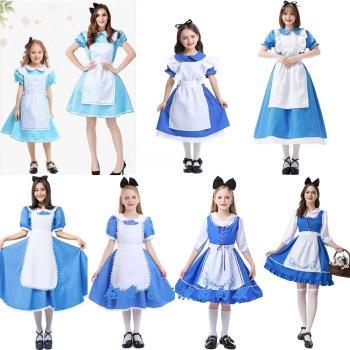 兒童服裝女 女童愛麗絲夢遊仙境公主裙親子裝 cosplay女僕啤酒服