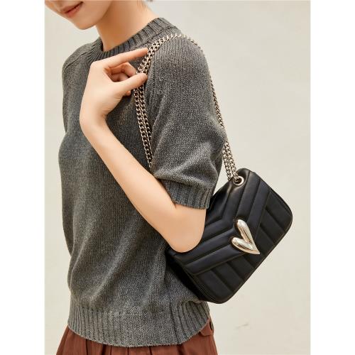 Somay真皮包包女2024新款腋下包菱格鏈條包白色女包時尚百搭小包