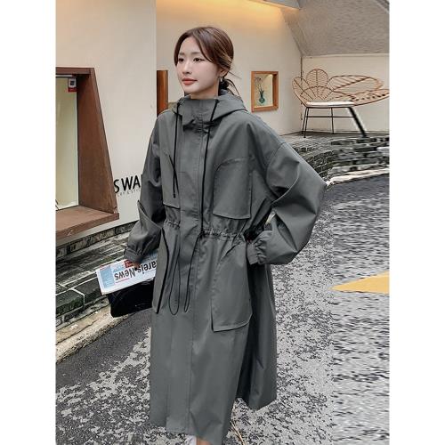 今年流行連帽工裝灰色風衣外套女春季2026新款韓版小個子休閑大衣