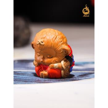 黃銅擺件《猴子猴孫》齊天大聖孫悟空鬥戰勝佛迷你創意汽車小擺件