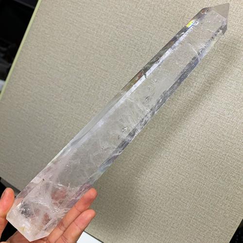 天然白水晶柱原石打磨透體六棱單尖柱手鏈消磁家居客廳玄關大擺件|擺飾