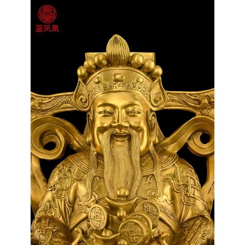 黃銅財神爺擺件家用招財神爺比干銅像財客廳店鋪辦公室供奉大號|裝飾擺