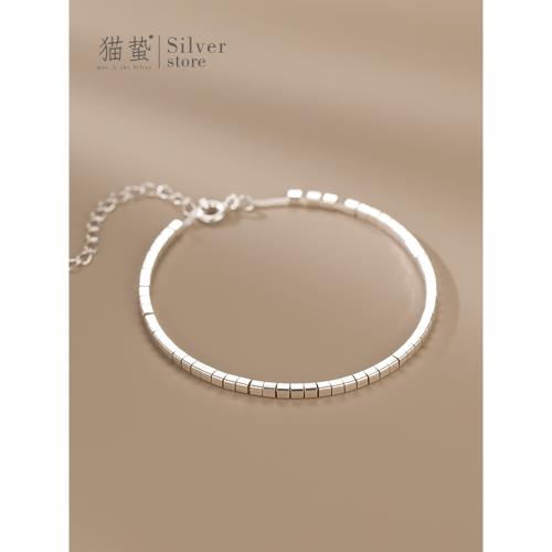 貓蟄S925純銀手鏈女高級感輕奢小眾精致新中式碎銀子手串簡約飾品