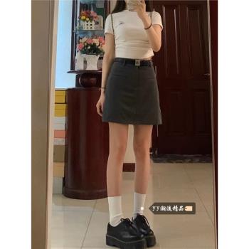 灰色a字女夏季包臀短款半裙西裝