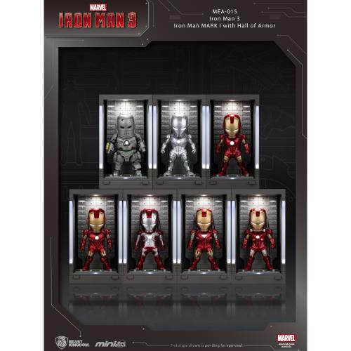 野獸王國 漫威鋼鐵俠3格納庫MK1-MK7套裝發光手辦擺件潮玩禮物