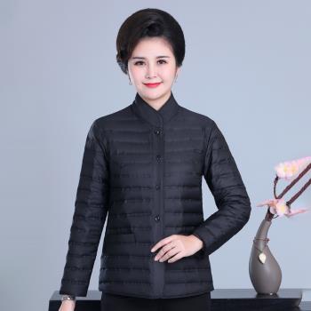 冬裝內膽老人保暖純色外套羽絨服